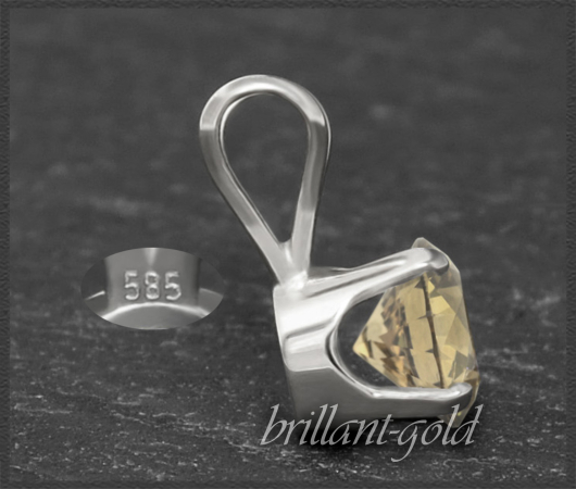 Brillant Anhänger 585 Gold; 1,12ct, zart champagner, Si2
